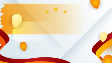 Modern kırmızı ve turuncu bayraklı yıldız kurdelesi yarım ton ve podyum tasarım arka planı. Sunum tasarımı, el ilanı, sosyal medya kapağı, afiş, ulus festivali afişi için modaya uygun renge sahip soyut arkaplan
