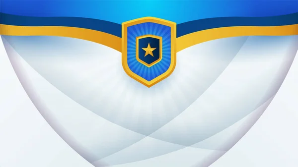 Современный Синий Желтый Флаг Звезда Ленты Полутона Подиум Дизайн Фона — стоковый вектор