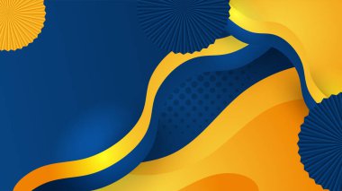 Modern mavi ve sarı bayrak yıldızı yarım ton ve podyum tasarım arka planı. Sunum tasarımı, el ilanı, sosyal medya kapağı, afiş, ulus festivali afişi için modaya uygun renge sahip soyut arkaplan