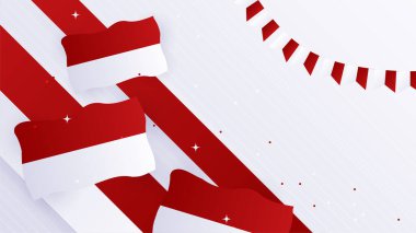Kırmızı beyaz bayrak ve Pancasila tasarım geçmişiyle Endonezya Bağımsızlık Günü 'nüz kutlu olsun. 17 Agustus Endonezya arka plan sancak vektör illüstrasyonu. Dirgahayu Kemerdekaan the Endonezya Arkaplanı