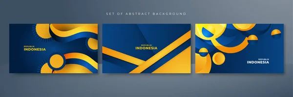 Happy Indonesia Independence Day Dengan Tema Biru Kuning Dan Latar - Stok Vektor