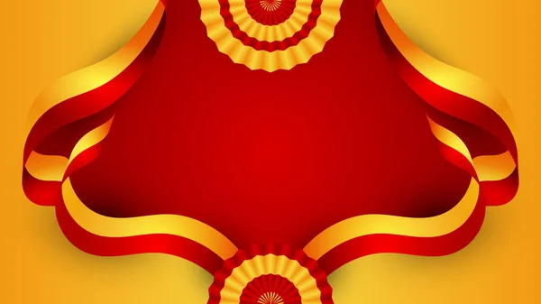 Moderne Rode Oranje Vlag Ster Lint Halftoon Podium Design Achtergrond — Stockvector