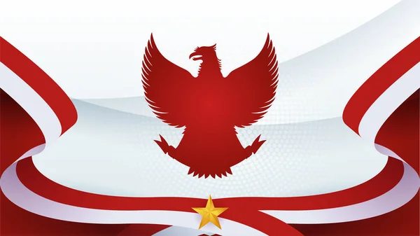 Ευτυχισμένη Ινδονησία Ημέρα Ανεξαρτησίας Κόκκινη Λευκή Σημαία Και Pancasila Σχεδιασμό — Διανυσματικό Αρχείο