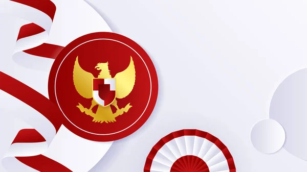 Felice Giorno Dell Indipendenza Dell Indonesia Con Bandiera Bianca Rossa — Vettoriale Stock