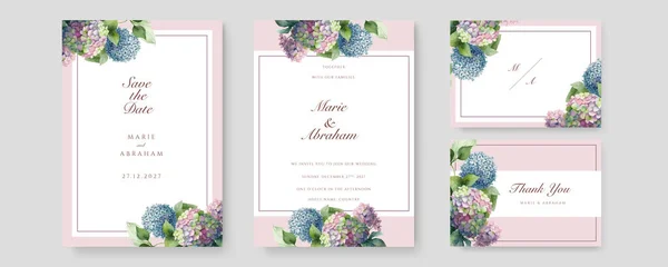 Vecteur Mariage Invitation Florale Invitation Merci Carte Rsvp Aquarelle Design — Image vectorielle
