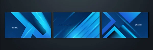 現代的なシンプルな形状の青のデザインの背景のセット — ストックベクタ