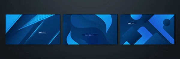 Set Modern Simple Shape Blue Design Background — Stock Vector
