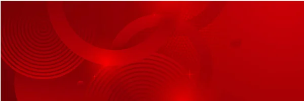 現代の赤い抽象ベクトル長いバナー 波と最小限の背景は 幾何学的な形状を矢印とテキストのためのスペースをコピーします ソーシャルメディアカバーとウェブワイドバナーテンプレート — ストックベクタ