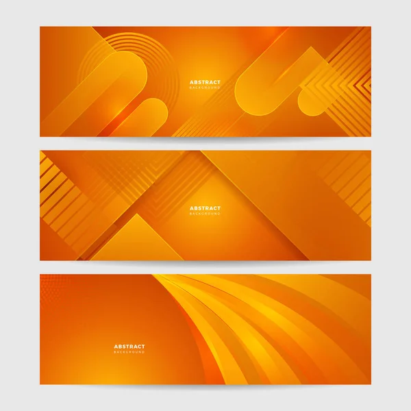 stock vector Modern orange yellow abstract vector long banner. Minimal background with waves arrows geometric shapes and copy space for text. Social media cover and web wide banner template