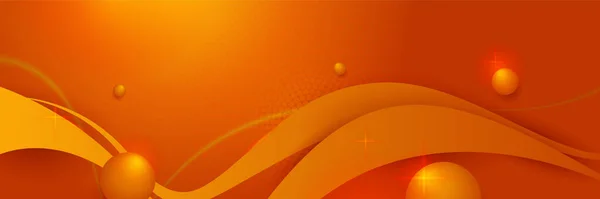 Modern Orange Yellow Abstract Vector Long Banner Minimal Background Waves — Stock Vector
