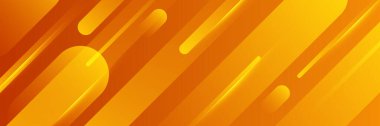 Modern turuncu sarı soyut taşıyıcı uzun afiş. Dalgaların geometrik şekilleri ve metin için uzayı kopyalayan en küçük arkaplan. Sosyal medya kapağı ve web geniş afiş şablonu