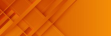 Modern turuncu sarı soyut taşıyıcı uzun afiş. Dalgaların geometrik şekilleri ve metin için uzayı kopyalayan en küçük arkaplan. Sosyal medya kapağı ve web geniş afiş şablonu