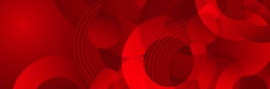 Modern kırmızı soyut vektör uzun afişi. Dalgaların geometrik şekilleri ve metin için uzayı kopyalayan en küçük arkaplan. Sosyal medya kapağı ve web geniş afiş şablonu