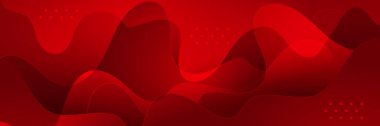 Modern kırmızı soyut vektör uzun afişi. Dalgaların geometrik şekilleri ve metin için uzayı kopyalayan en küçük arkaplan. Sosyal medya kapağı ve web geniş afiş şablonu