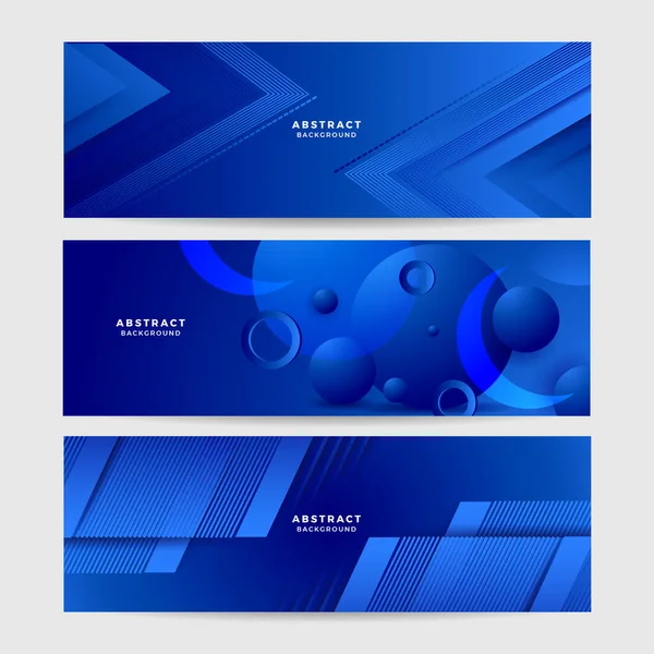 Blue Abstract Vector Long Banner Minimal Background Arrows Copy Space — Stock Vector