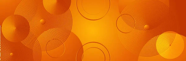 現代のオレンジ色の黄色の抽象的なベクトルの長いバナー 波と最小限の背景は 幾何学的な形状を矢印とテキストのためのスペースをコピーします ソーシャルメディアカバーとウェブワイドバナーテンプレート — ストックベクタ