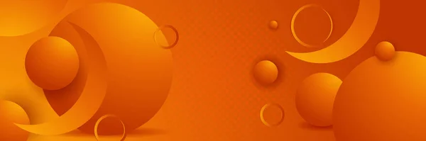 現代のオレンジ色の黄色の抽象的なベクトルの長いバナー 波と最小限の背景は 幾何学的な形状を矢印とテキストのためのスペースをコピーします ソーシャルメディアカバーとウェブワイドバナーテンプレート — ストックベクタ