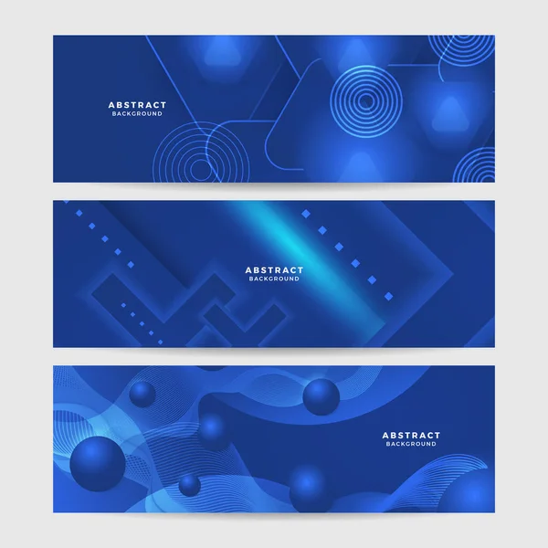 Blue Abstract Vector Long Banner Minimal Background Arrows Copy Space — Stock Vector