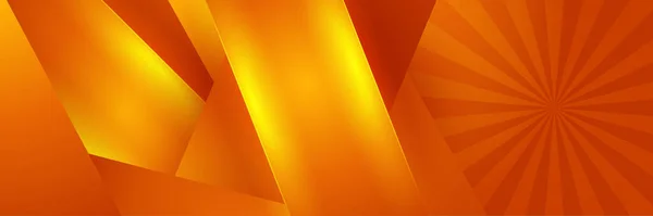 Modern Orange Yellow Abstract Vector Long Banner Minimal Background Waves — Stock Vector
