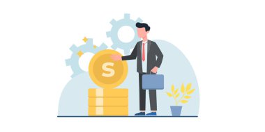 Düz çizim yapan iş adamları. İnternet sayfası tasarım şablonları için çevrimiçi alışveriş, dijital pazarlama, takım çalışması, iş stratejisi ve analitik için kullanılabilir. Web sitesi ve mobil web sitesi geliştirme için modern vektör illüstrasyon kavramları