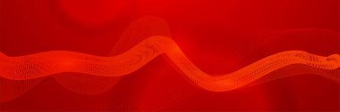 Modern kırmızı soyut afiş arkaplanı. Kırmızı pankart, üç boyutlu örtüşen katman ve geometrik dalga şekilli vektör çizimi. Fütürist teknoloji soyut kırmızı renkli tasarım pankartı.