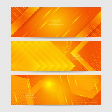 Soyut minimal turuncu arkaplan, yarım tonlu altıgen nokta dalga ve parlak ışık. turuncu arka plan tasarımı. soyut turuncu pankart vektör illüstrasyonu
