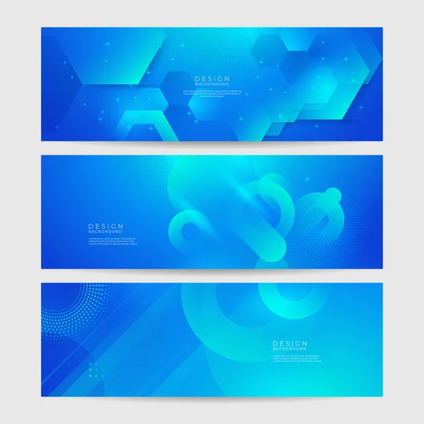 Abstract Geometric Blue Wide Background Banner Layout Design Business Presentation — Stock Vector