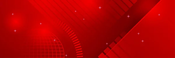 赤い技術のデジタル バナーの設計 デジタル技術のヘッダー テクノロジーデザインによる幾何学的抽象的背景 分子構造と通信ベクトルイラスト — ストックベクタ