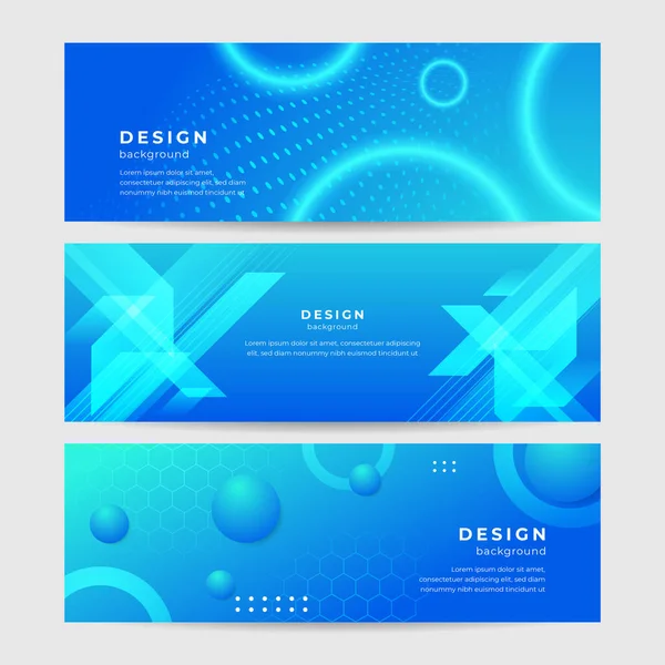 Design Astratto Geometrico Blu Ampio Sfondo Banner Layout Bandiera Lunga — Vettoriale Stock