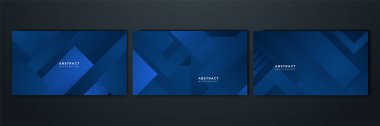 Mavi geometrik şekilli soyut arkaplan tasarımı. Modern koyu mavi arka plan. Vektör soyut grafik tasarım pankart şablonu.