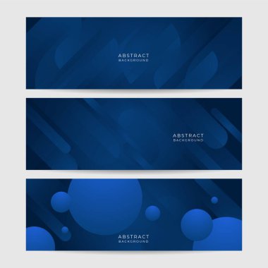 Modern, soyut, koyu lacivert pankart. Minimum geometrik koyu mavi ışık pankartı arkaplan soyut tasarımı. Vektör soyut grafik tasarım pankart şablonu.