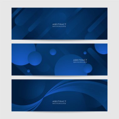 Modern, soyut, koyu lacivert pankart. Minimum geometrik koyu mavi ışık pankartı arkaplan soyut tasarımı. Vektör soyut grafik tasarım pankart şablonu.