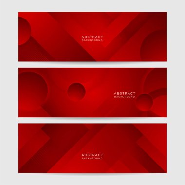 Dijital ağ ağı kırmızı geniş pankart tasarımı arka planı. Koyu kırmızı teknoloji geometrik arkaplan ile soyut 3D pankart tasarımı. Vektör illüstrasyonu
