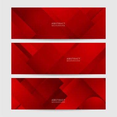 Dijital ağ ağı kırmızı geniş pankart tasarımı arka planı. Koyu kırmızı teknoloji geometrik arkaplan ile soyut 3D pankart tasarımı. Vektör illüstrasyonu