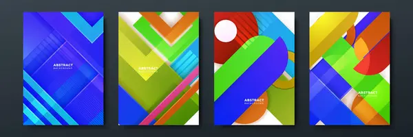 포스터 브로셔 보고서를 다채로운 추상적인 배경입니다 다채로운 기하학적 일러스트 미디어 — 스톡 벡터