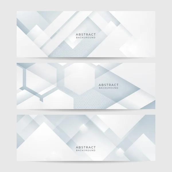 Banner Abstracto Blanco Moderno Elegante Estandarte Gris Blanco Con Diseño — Vector de stock
