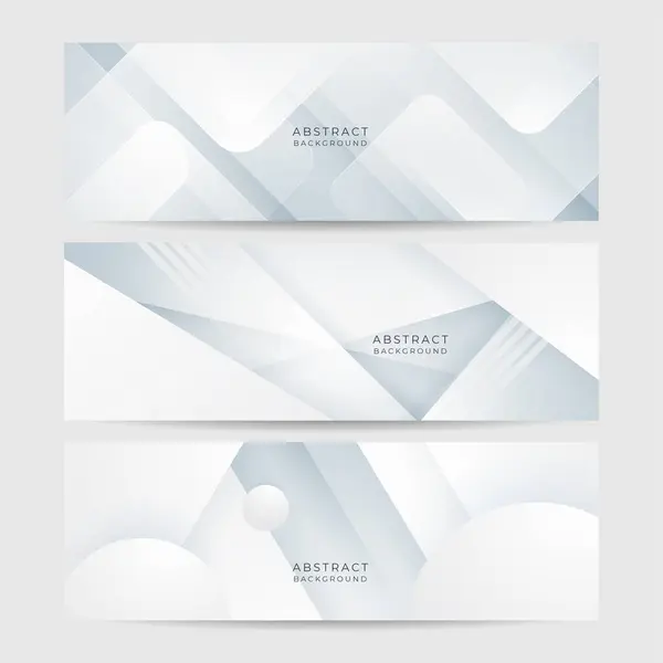 Banner Abstrato Branco Banner Cinza Branco Elegante Moderno Com Design — Vetor de Stock