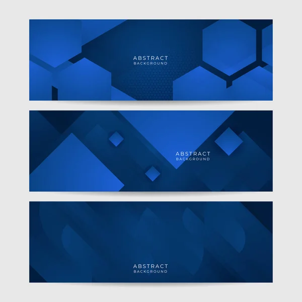 Moderno Astratto Gradiente Blu Scuro Navy Banner Minimale Geometrico Blu — Vettoriale Stock
