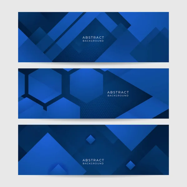 Moderne Abstrakte Gradienten Dunkelmarineblaues Banner Minimale Geometrische Dunkelblaues Licht Banner — Stockvektor