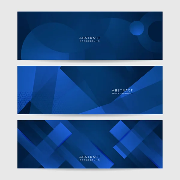 Modern Abstract Gradient Dark Navy Blue Banner Minimal Geometric Dark — Stock Vector