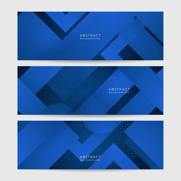 Moderne Abstrakte Gradienten Dunkelmarineblaues Banner Minimale Geometrische Dunkelblaues Licht Banner — Stockvektor