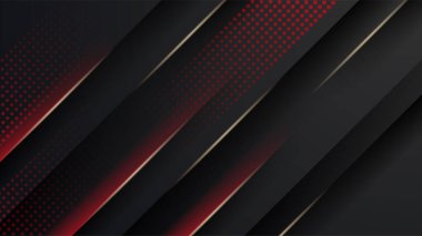 Siyah ve kırmızı soyut arka plan. Soyut siyah gri metalik örtüşen kırmızı ışık altıgen örgüsü modern lüks fütüristik teknoloji arka plan çizimi.