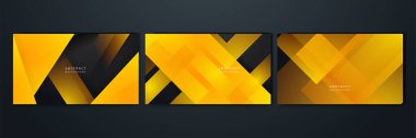 Geometrik şekilli soyut sarı turuncu ve siyah arkaplan. Şirket tasarımı, kapak broşürü, afiş ağı, reklam, poster, broşür, sosyal medya, web, teknoloji afişi için tasarlandı.