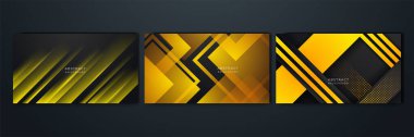 Geometrik şekilli soyut sarı turuncu ve siyah arkaplan. Şirket tasarımı, kapak broşürü, afiş ağı, reklam, poster, broşür, sosyal medya, web, teknoloji afişi için tasarlandı.