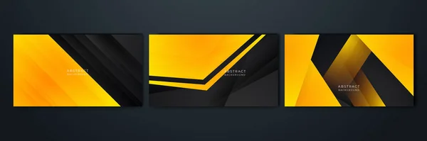 幾何学的な形をした抽象的な黄色のオレンジと黒の背景 コーポレートデザイン カバーパンフレット バナーウェブ ポスター リーフレット チラシ ソーシャルメディア ウェブ テクノロジーバナーのために設計 — ストックベクタ
