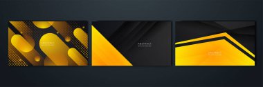Geometrik şekilli soyut sarı turuncu ve siyah arkaplan. Şirket tasarımı, kapak broşürü, afiş ağı, reklam, poster, broşür, sosyal medya, web, teknoloji afişi için tasarlandı.