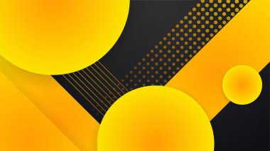 Geometrik şekilli soyut sarı turuncu ve siyah arkaplan. Şirket tasarımı, kapak broşürü, afiş ağı, reklam, poster, broşür, sosyal medya, web, teknoloji afişi için tasarlandı.