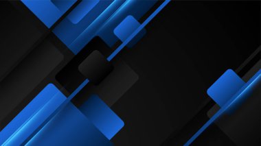 Soyut siyah ve mavi arkaplan. Yaratıcı tasarımı ve parlak çizgileri olan modern, zarif, gri bir afiş. Vektör illüstrasyonu soyut grafik tasarım pankart şablonu.