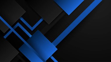 Soyut siyah ve mavi arkaplan. Yaratıcı tasarımı ve parlak çizgileri olan modern, zarif, gri bir afiş. Vektör illüstrasyonu soyut grafik tasarım pankart şablonu.