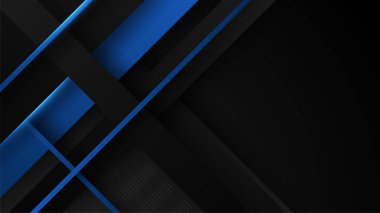 Soyut siyah ve mavi arkaplan. Yaratıcı tasarımı ve parlak çizgileri olan modern, zarif, gri bir afiş. Vektör illüstrasyonu soyut grafik tasarım pankart şablonu.